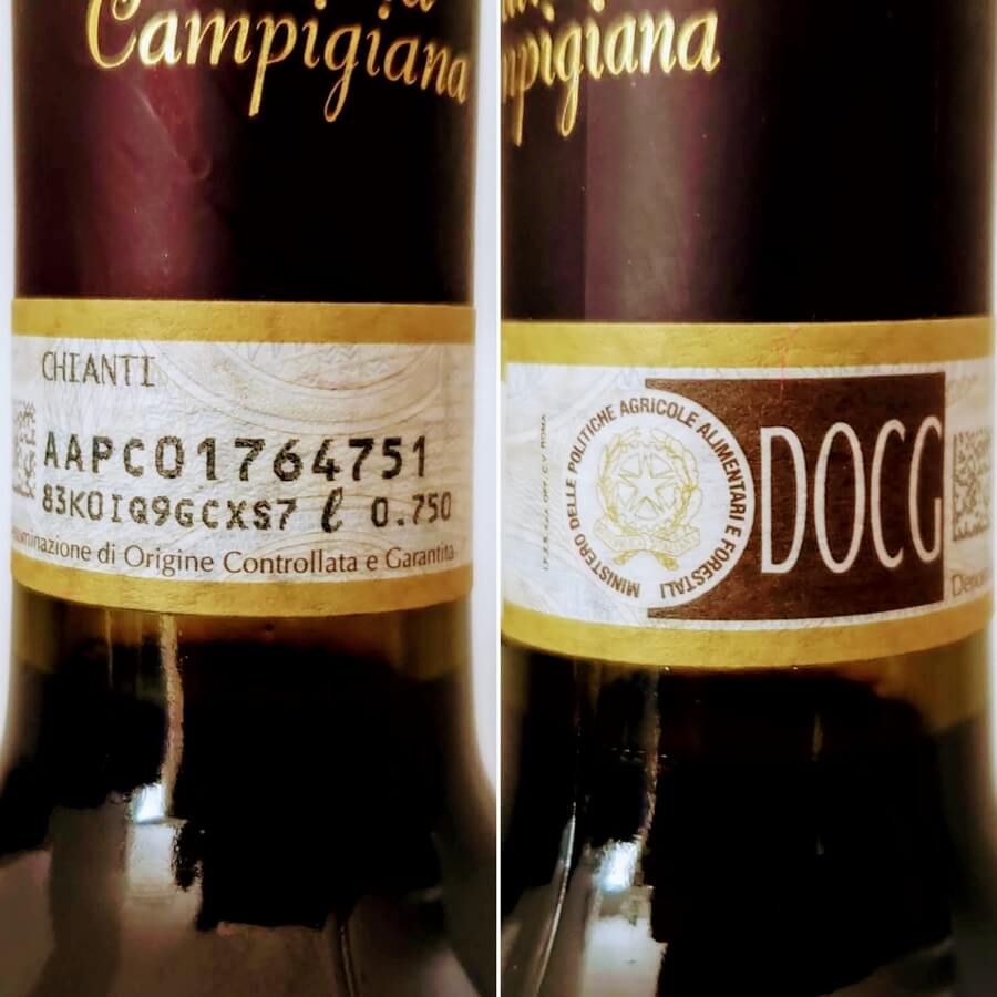 DOCG label wine bottle italy
