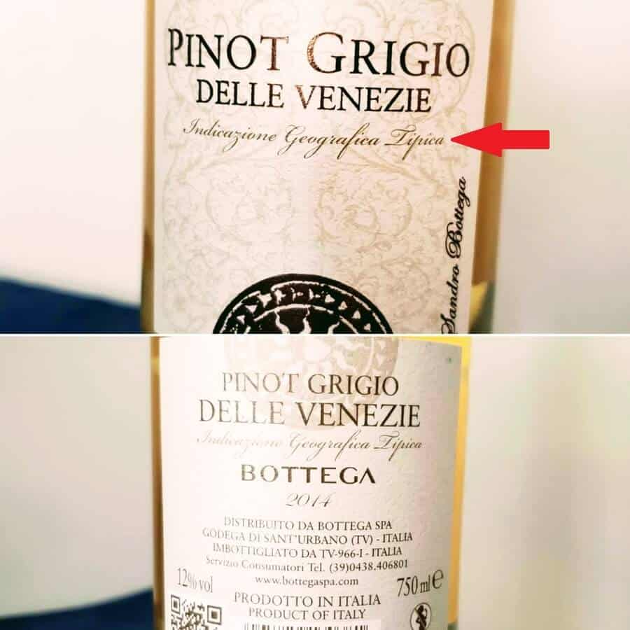 IGT wine label italy arrow