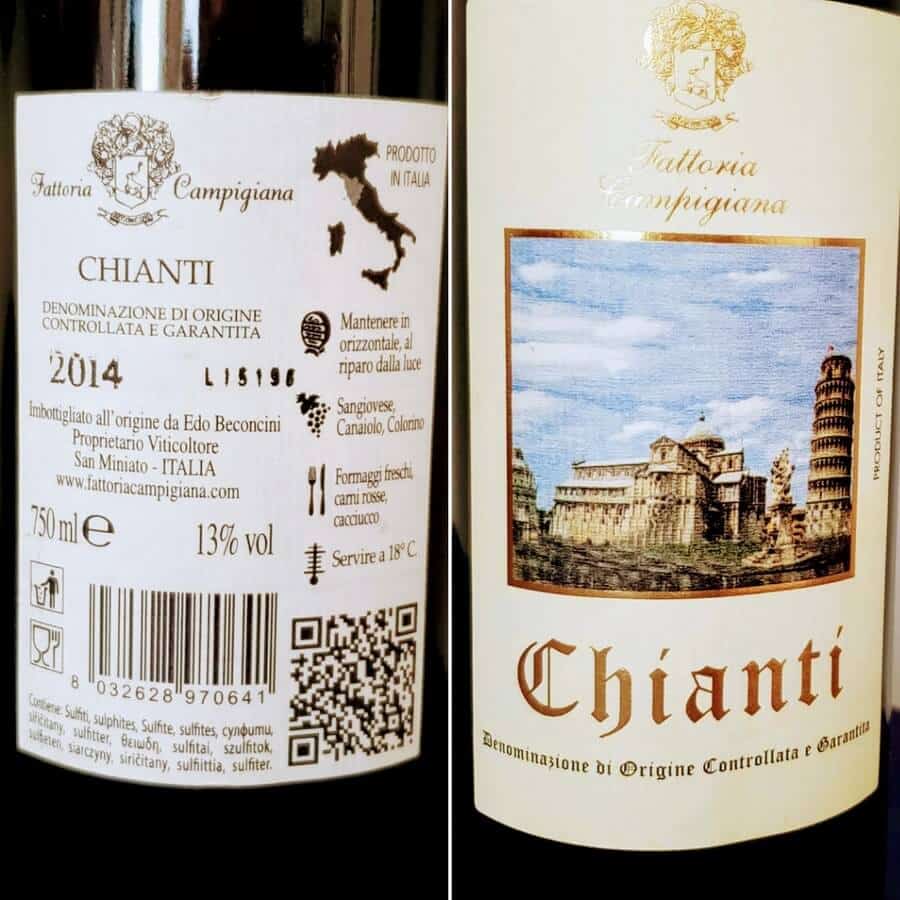 chianti wine bottle docg italy