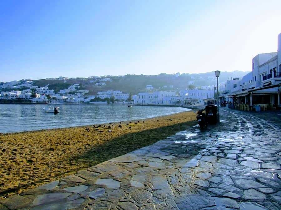 mykonos greece early moring dock