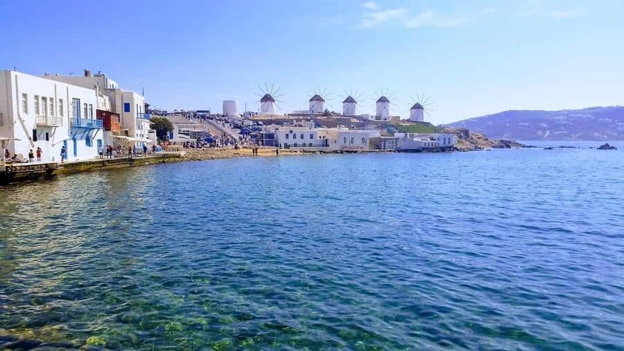 mykonos greece windmills afternoon