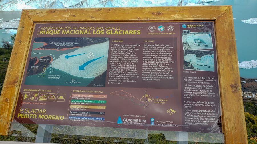 el calafete Glacier Perito Moreno Argentina park sign