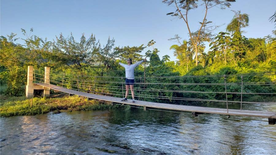 Sleeping Giant Rainforest Lodge Belize suspended bridge sam-2