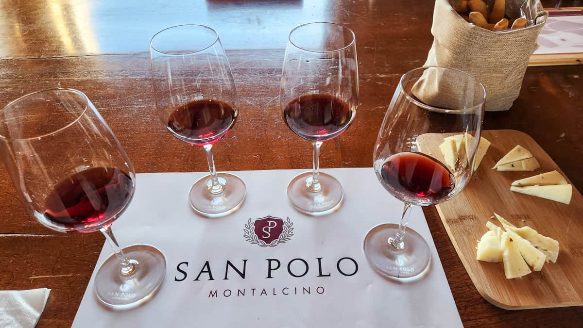 San Polo Winery - Montalcino Italy - wine tasting flight