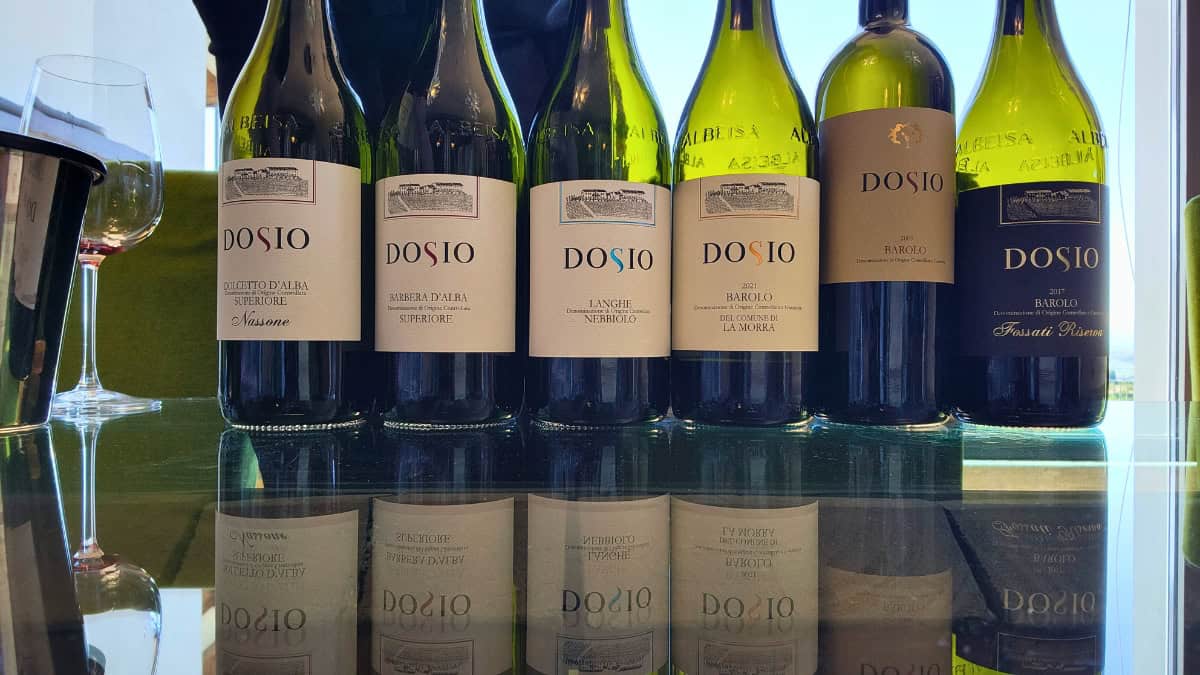Dosio tasting line up bottles
