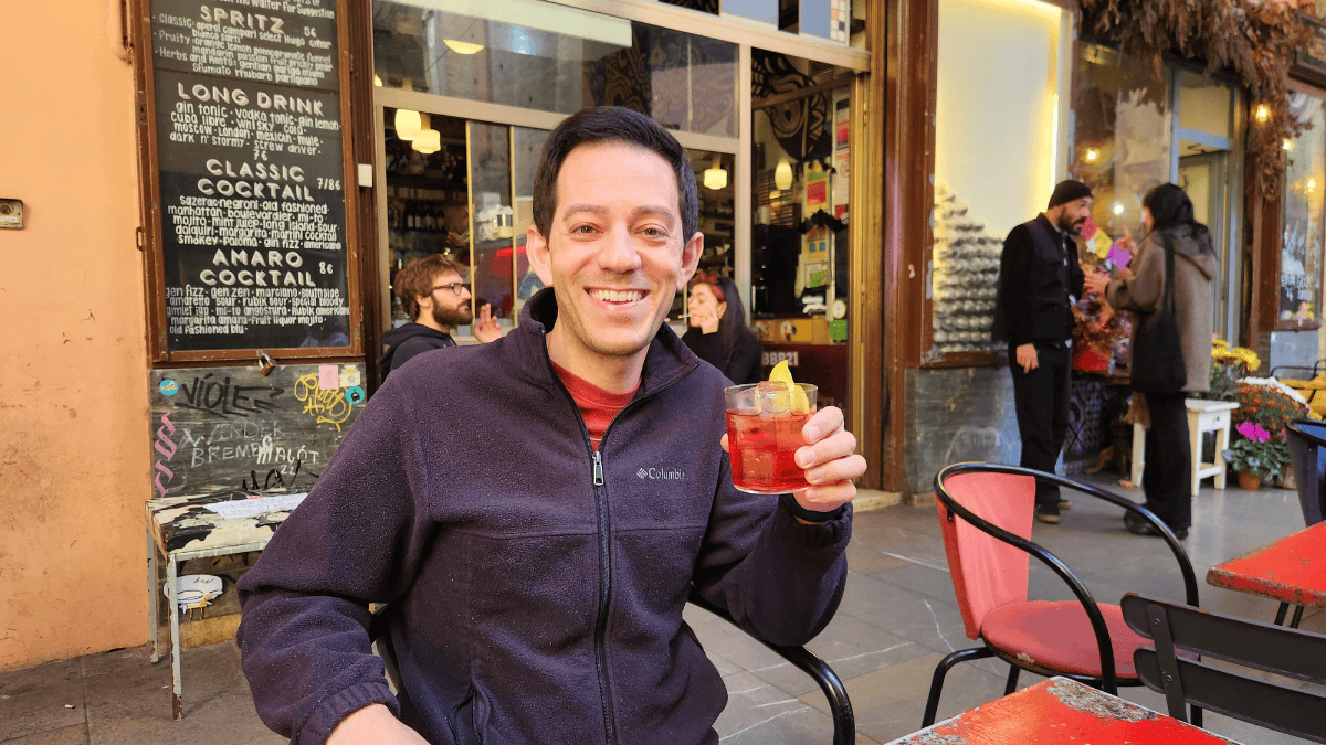 Chris with Begroni at cafee rubik