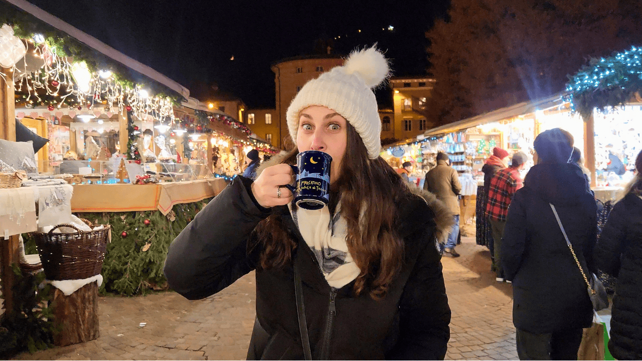 Christmas Markets in Italy - Trento, Sam with drink