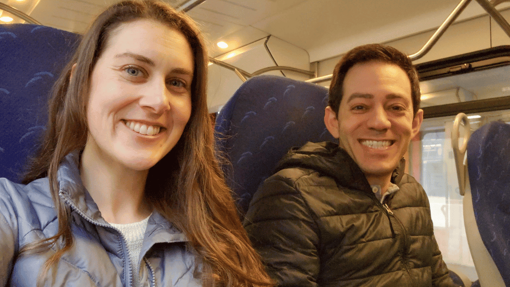 sam and chris on italy train