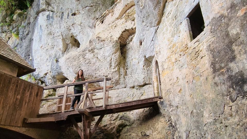 Predjama Castle, Slovenia Sam on walkway