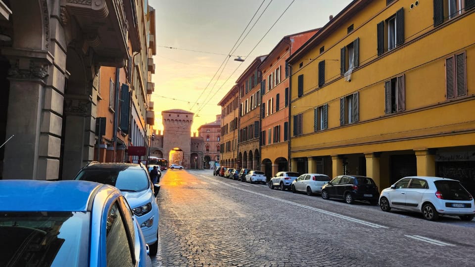 Porta San Felice at sunset in Bologna, Italy